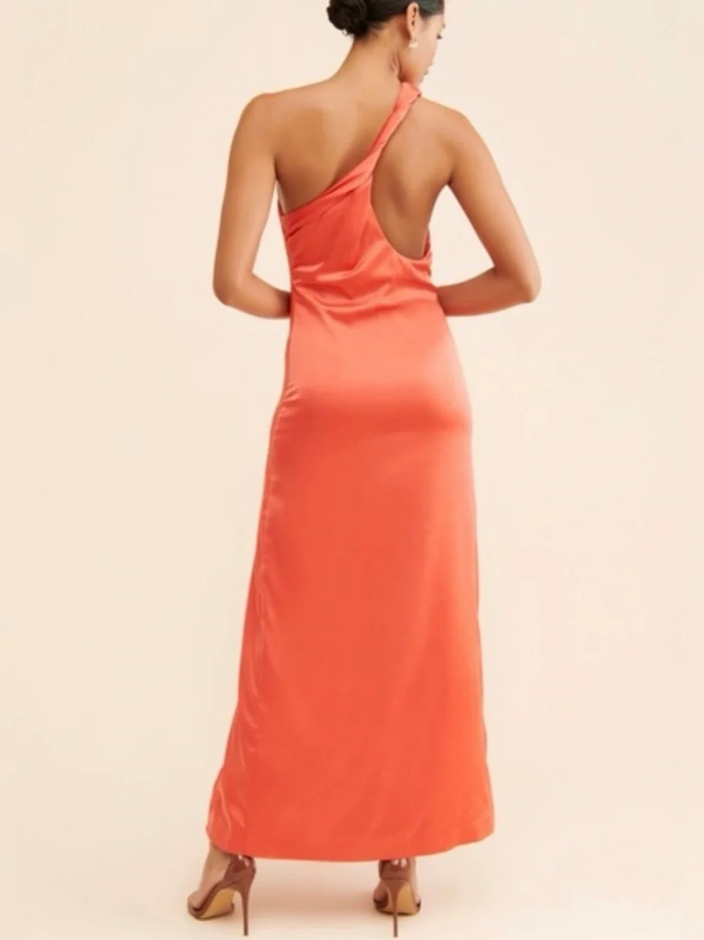 FREE PEOPLE Victoria Coral One Shoulder Maxi Dress Size 8